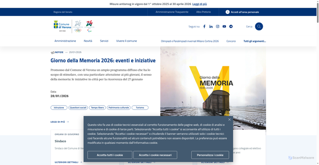 Security scan screenshot of https://www.comune.verona.it/
