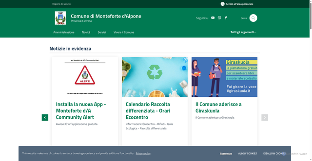 Security scan screenshot of https://www.comune.montefortedalpone.vr.it