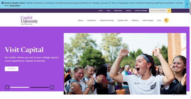 Security scan screenshot of https://www.capital.edu/
