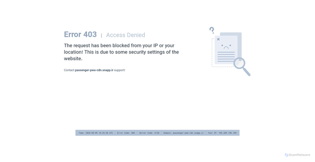 Security scan screenshot of https://passenger-pwa-cdn.snapp.ir