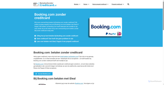 Security scan screenshot of https://betalenzondercreditcard.nl/hotel-boeken/booking-com/