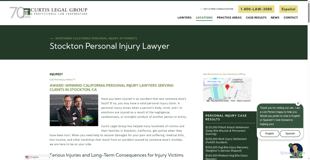 Security scan screenshot of https://curtislegalgroup.com/personal-injury/stockton/