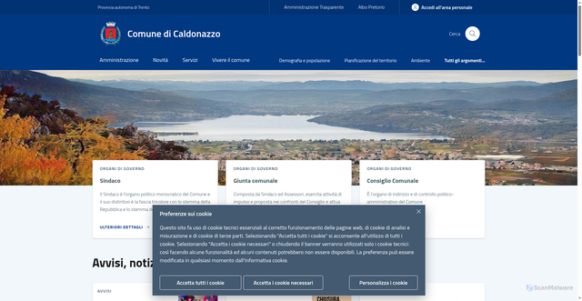 Security scan screenshot of https://comune.caldonazzo.tn.it