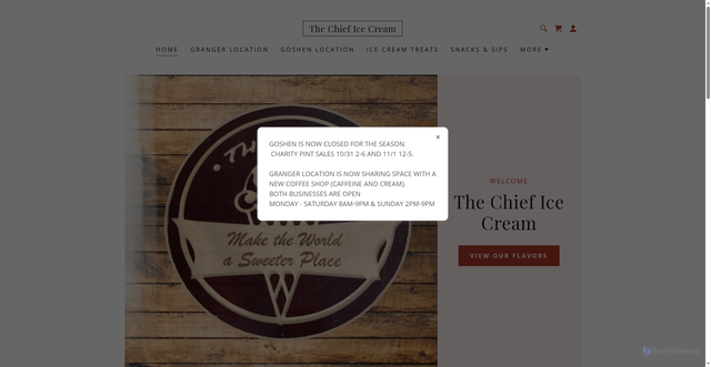 Security scan screenshot of https://chieficecream.com/