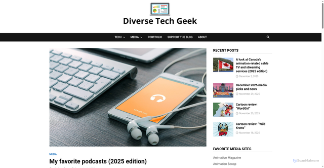 Security scan screenshot of https://www.diversetechgeek.com/favorite-podcasts-2025-edition/