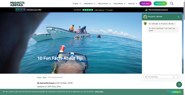 Security scan screenshot of https://www.projects-abroad.org/blog/10-fun-facts-about-fiji/