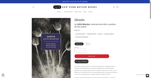 Security scan screenshot of https://www.nyrb.com/products/ghosts