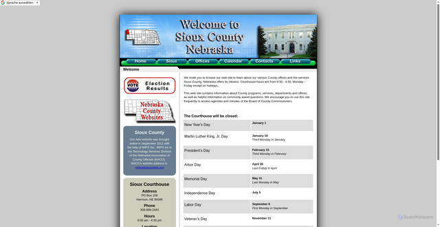 Security scan screenshot of https://siouxcountyne.gov/