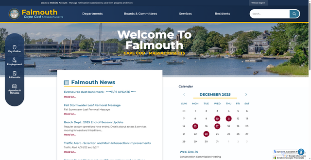 Security scan screenshot of https://www.falmouthma.gov/