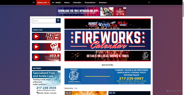 Security scan screenshot of https://www.myradiolink.com/fireworks-calendar/