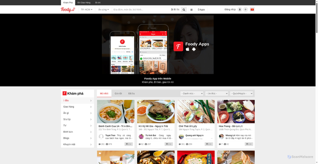 Security scan screenshot of https://foody.vn