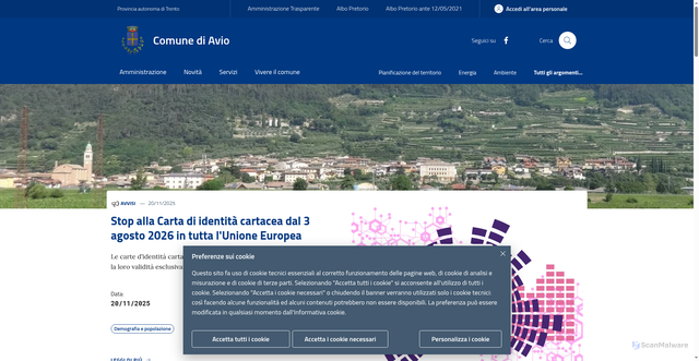 Security scan screenshot of https://www.comune.avio.tn.it