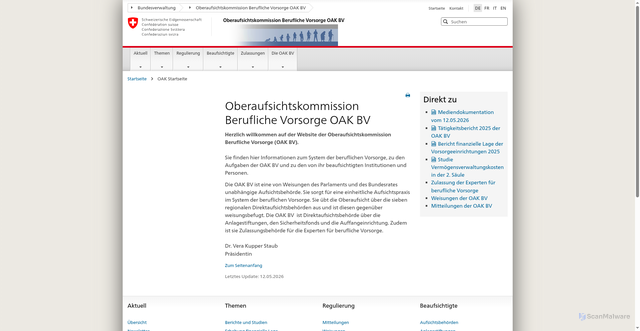 Security scan screenshot of http://www.oak-bv.admin.ch