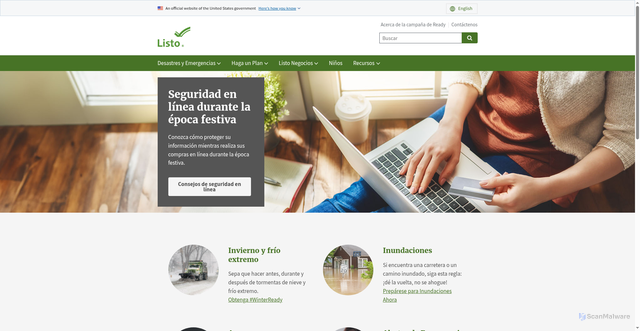 Security scan screenshot of https://listo.gov/