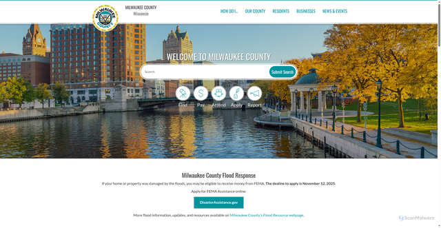 Security scan screenshot of https://county.milwaukee.gov/EN?utm_source=milwaukeecountywi.gov