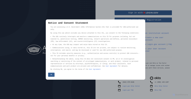 Security scan screenshot of https://aiportal.us.af.mil