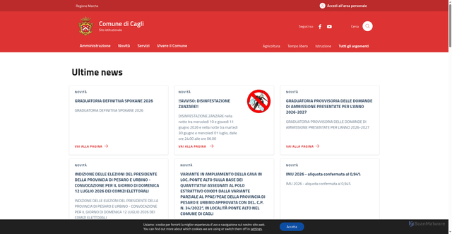 Security scan screenshot of https://www.comune.cagli.ps.it