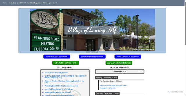 Security scan screenshot of https://villageoflansingny.gov/