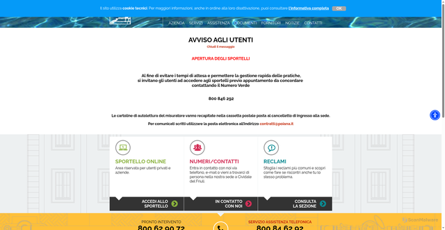 Security scan screenshot of https://www.poiana.it/it/acquedotto-poiana/home.php