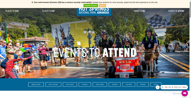 Security scan screenshot of https://www.hotsprings.org/events/