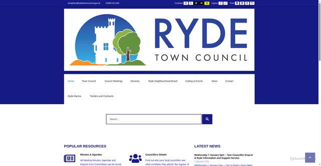 Security scan screenshot of https://www.rydetowncouncil.gov.uk/