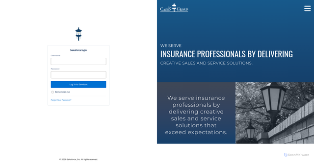 Security scan screenshot of https://thecasongroup--partial.sandbox.lightning.force.com