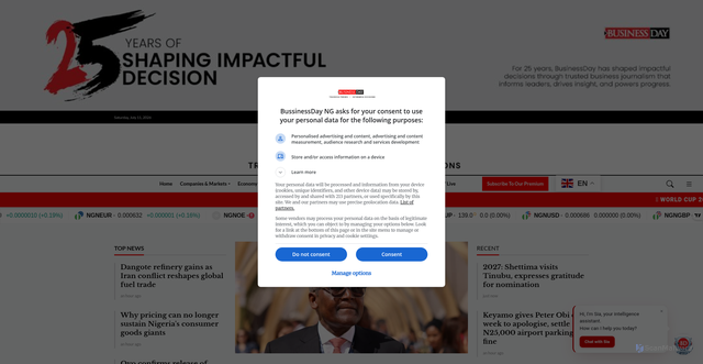 Security scan screenshot of businessday.ng