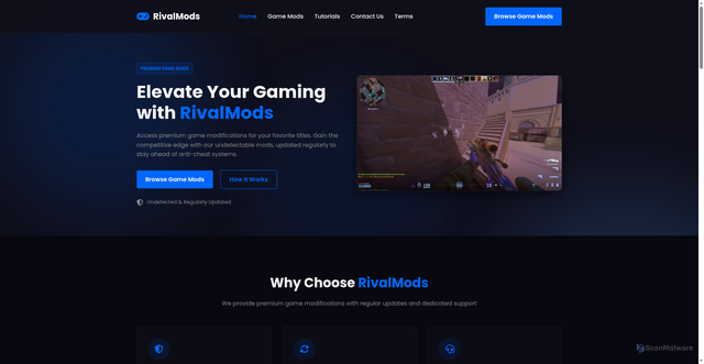 Security scan screenshot of https://rivalmods.com/