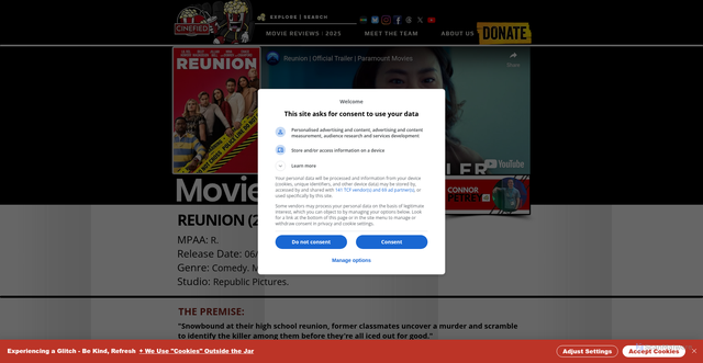 Security scan screenshot of https://www.cinefied.com/reunionmoviereview
