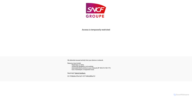 Security scan screenshot of https://sncf.fr