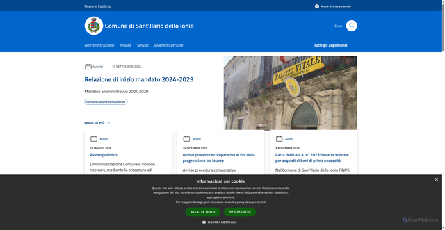 Security scan screenshot of https://comune.santilariodelloionio.rc.it