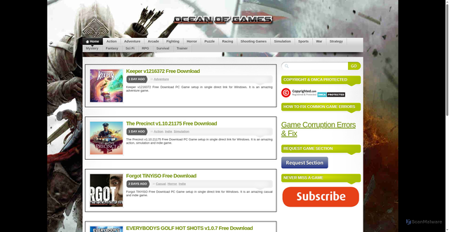 Security scan screenshot of https://oceansofgamess.com/