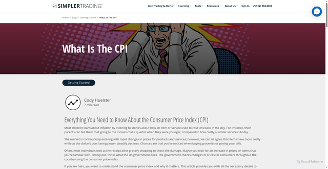 Security scan screenshot of https://www.simplertrading.com/blog/getting-started/what-is-the-cpi