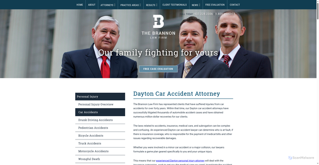 Security scan screenshot of https://branlawfirm.com/personal-injury/dayton-car-accident-attorney/