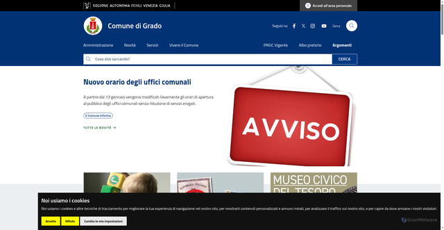 Security scan screenshot of https://comune.grado.go.it/