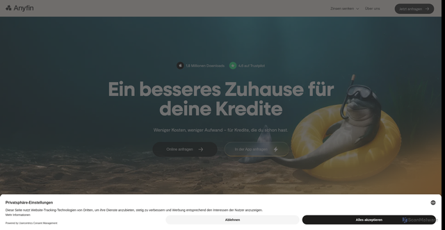Security scan screenshot of https://anyfin.com/
