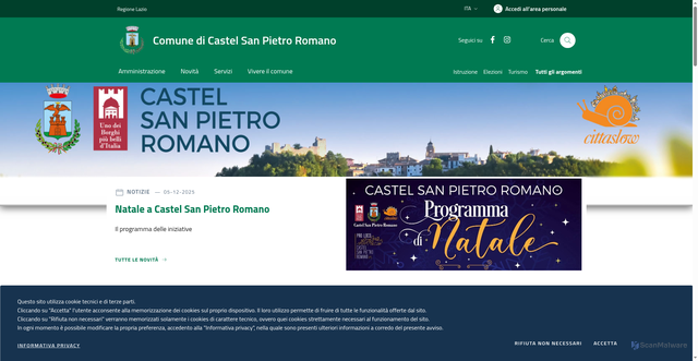 Security scan screenshot of https://www.comune.castelsanpietroromano.rm.it/