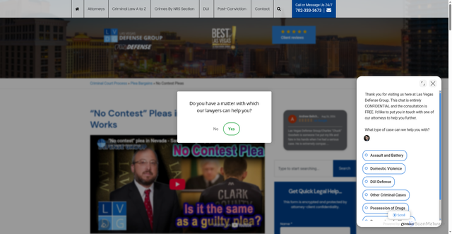 Security scan screenshot of https://702defense.com/process/plea-bargains/no-contest-plea/