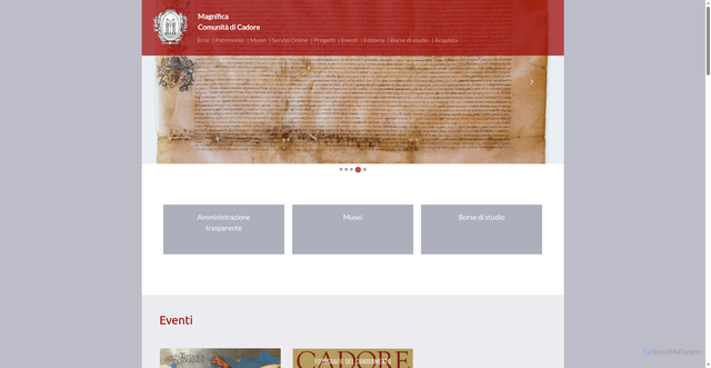 Security scan screenshot of https://www.magnificacomunitadicadore.it/cadore/index.php