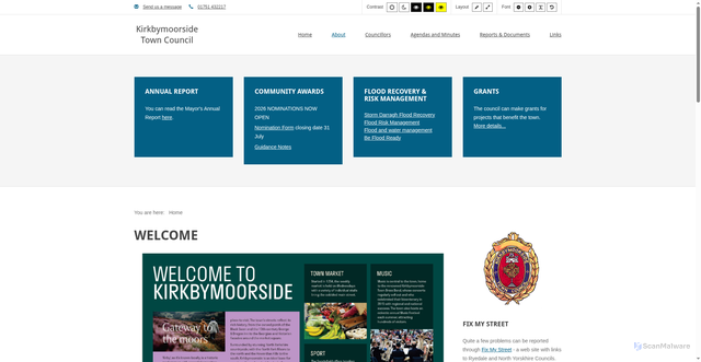 Security scan screenshot of http://www.kirkbymoorsidetowncouncil.gov.uk