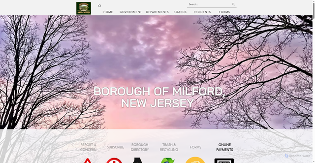 Security scan screenshot of https://www.milfordnj.gov/