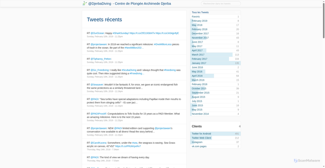 Security scan screenshot of http://djerba-plongee.fr/twitter/index.php