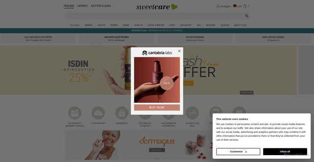 Security scan screenshot of https://sweetcare.com