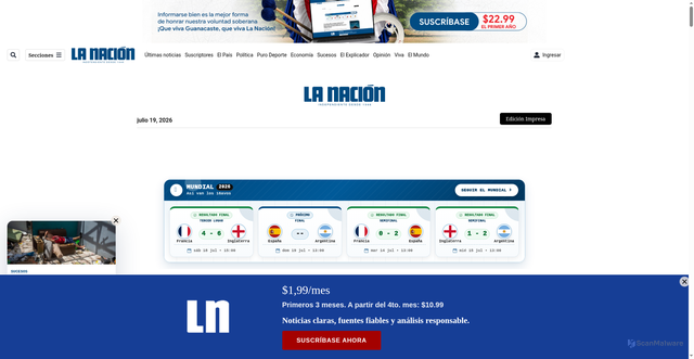 Security scan screenshot of https://www.nacion.com
