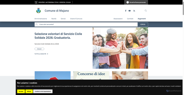 Security scan screenshot of https://www.comune.majano.ud.it