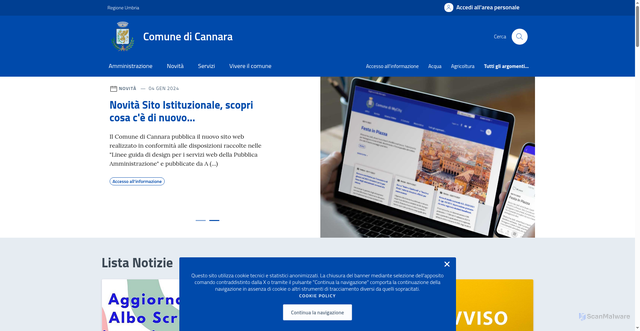 Security scan screenshot of https://www.comune.cannara.pg.it/