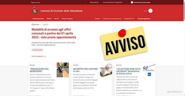 Security scan screenshot of https://www.comune.grumolodelleabbadesse.vi.it