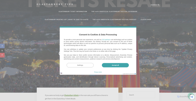 Security scan screenshot of https://glastonburytips.com/glastonbury-tickets-resale/