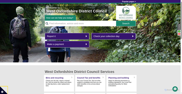 Security scan screenshot of https://www.westoxon.gov.uk/