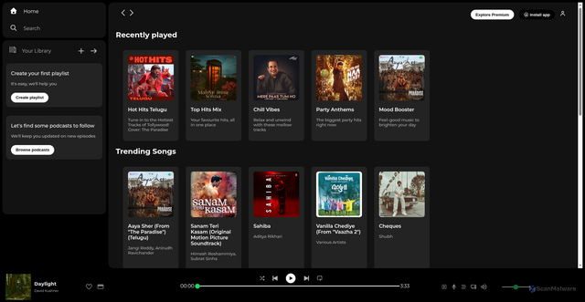 Security scan screenshot of https://anas-spotify-clone.netlify.app/